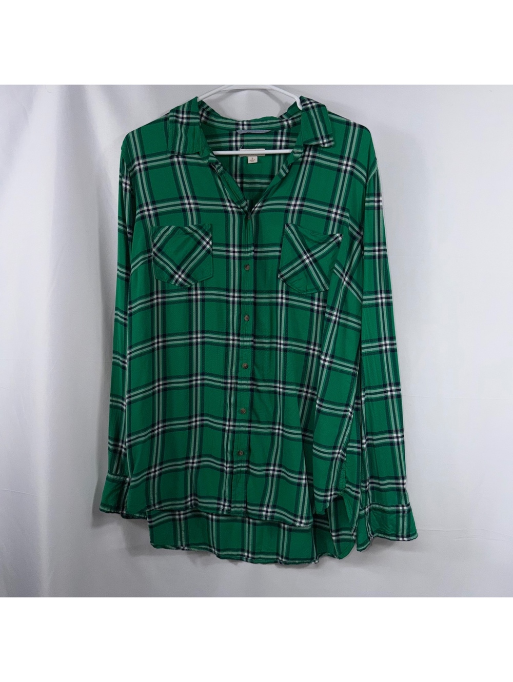 Merona Green Plaid Button Down Shirt Large
